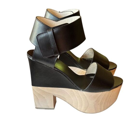 Celine Slingback Platform Sandal Heels in Black Leather Size 36 1/2 - Picture 4 of 6